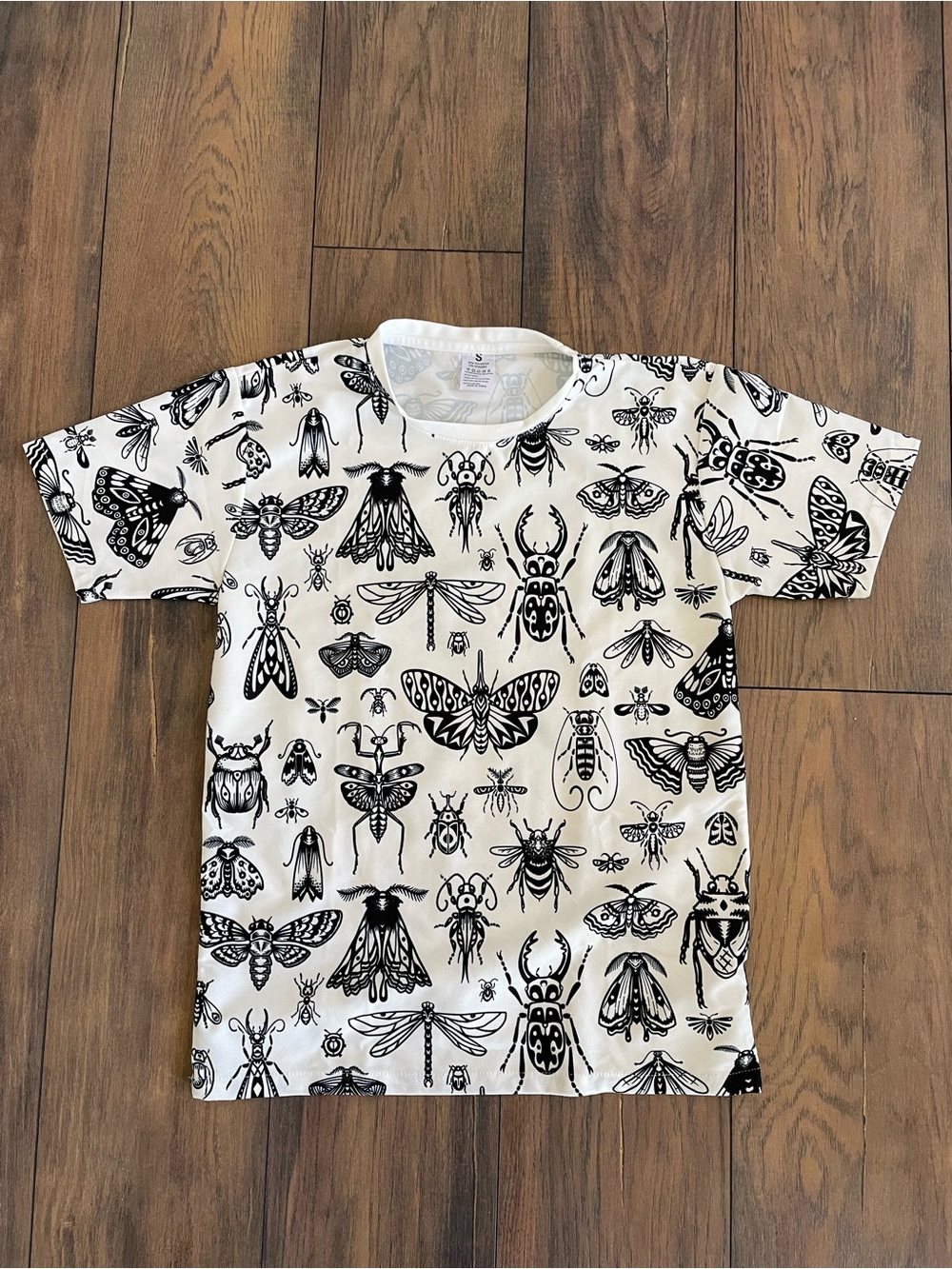 Women’s White Tee with Black Insect Print